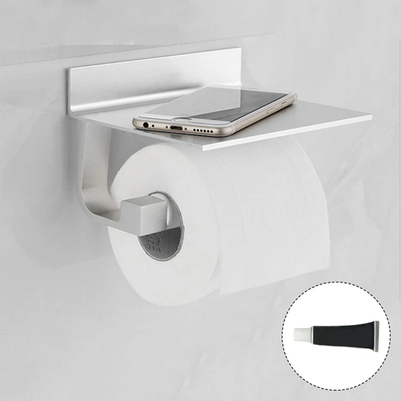 المنزل المرحاض الأنسجة لفة حامل الذاتي عصا الحمام منظم رف الفولاذ المقاوم للصدأ المرحاض ورقة حامل الاكسسوارات تخزين المنزل
