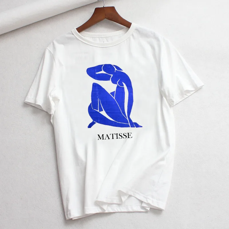 Забавная женская футболка с принтом MATISSE Dance, белая Повседневная футболка, Femme Harajuku, графические футболки, топы, ropa mujer Verano