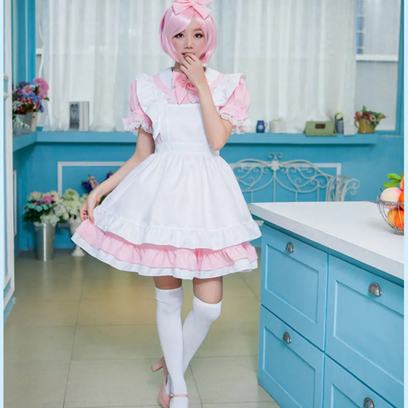 Coshome Women Girls Maid Cosplay Alice Costumes Family Matching Clothing Mother Daughter Blue Lolita Dress For Halloween Party (6)