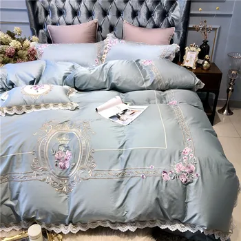 

Luxury Royal Princess Bedding Set King Queen size Egyptian Cotton Embroidered Bed Set Wedding Duvet Cover Bed Sheet Pilliwcases