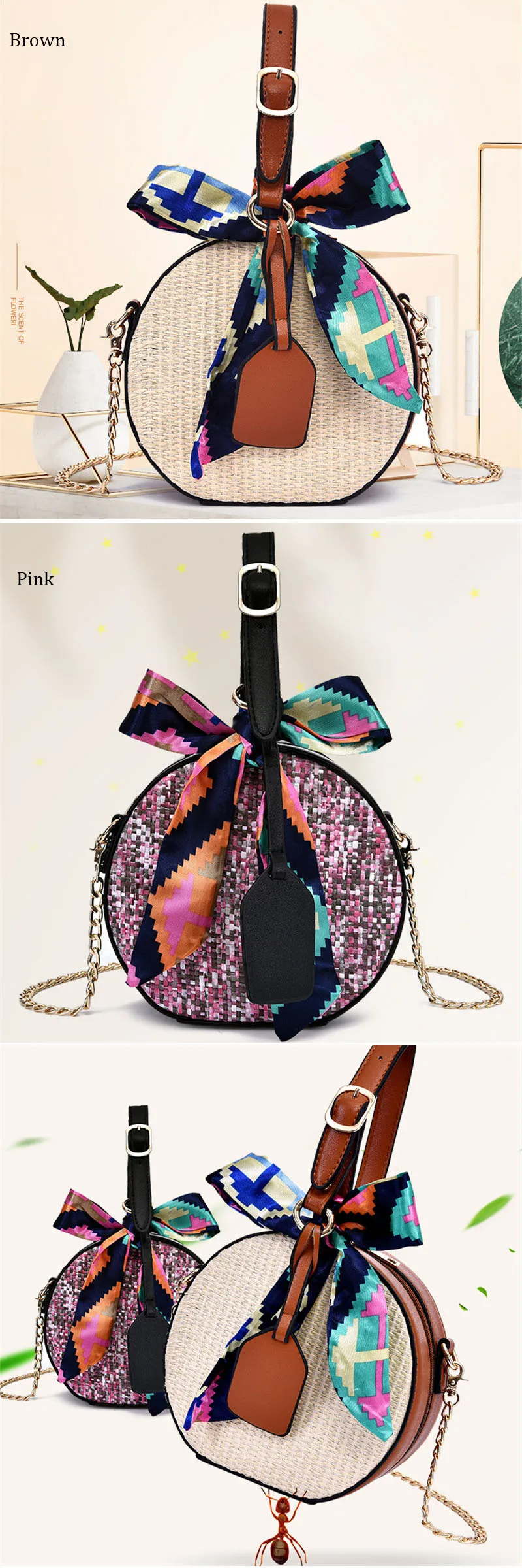 XMESSUN женская Соломенная Сумка новые летние модные шарфы круглый седельная сумка плетёная ротанговая сумка женская сумка-торба H142