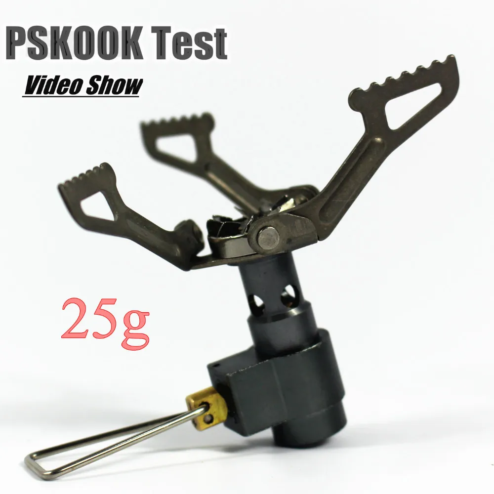 

PSKOOK Test Super Lightweight Camping Gas Stove Titanium Alloy One-Piece Outdoor Survivor kit Ultralight Furnance Cook BRS-3000T