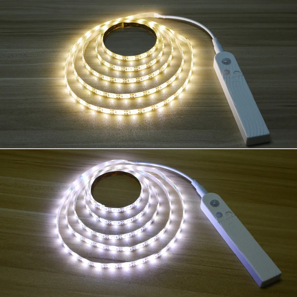 Tira de luces LED con sensor de movimiento, luces LED activadas por  movimiento para interiores, para debajo del gabinete, cocina, escaleras -  6.56