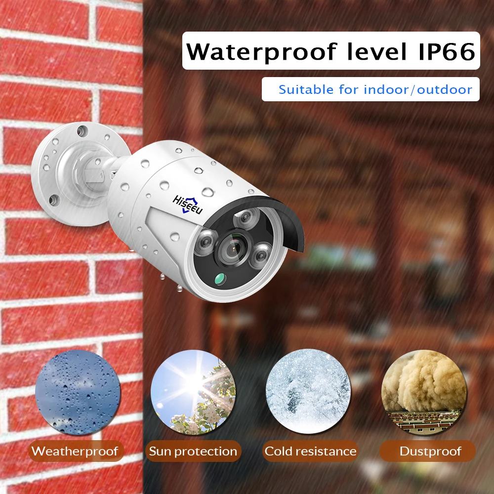 H.265 sistema CCTV NVR POE kit de 8ch 4MP resistente al agua cámara IP POE bala casa sistema de cámaras de seguridad al aire libre bajo lux onvif Hiseeu - 2