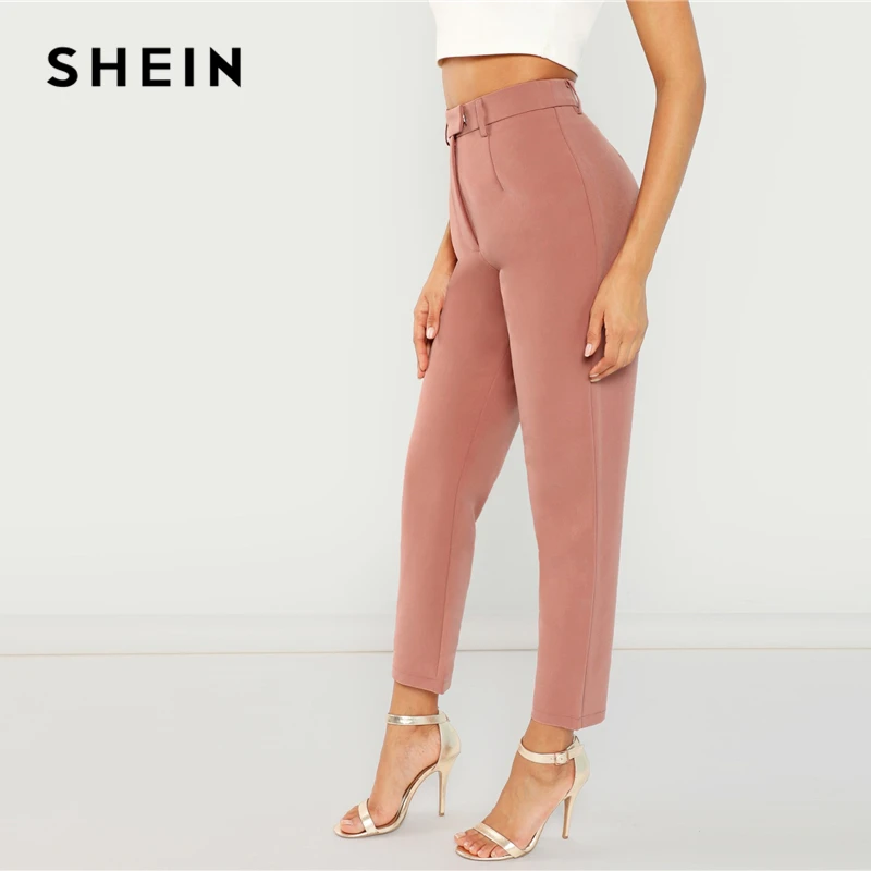 SHEIN Стильные Однотонные Брюки, Укороченные Женские Брюки, Летние Офисные Брюки