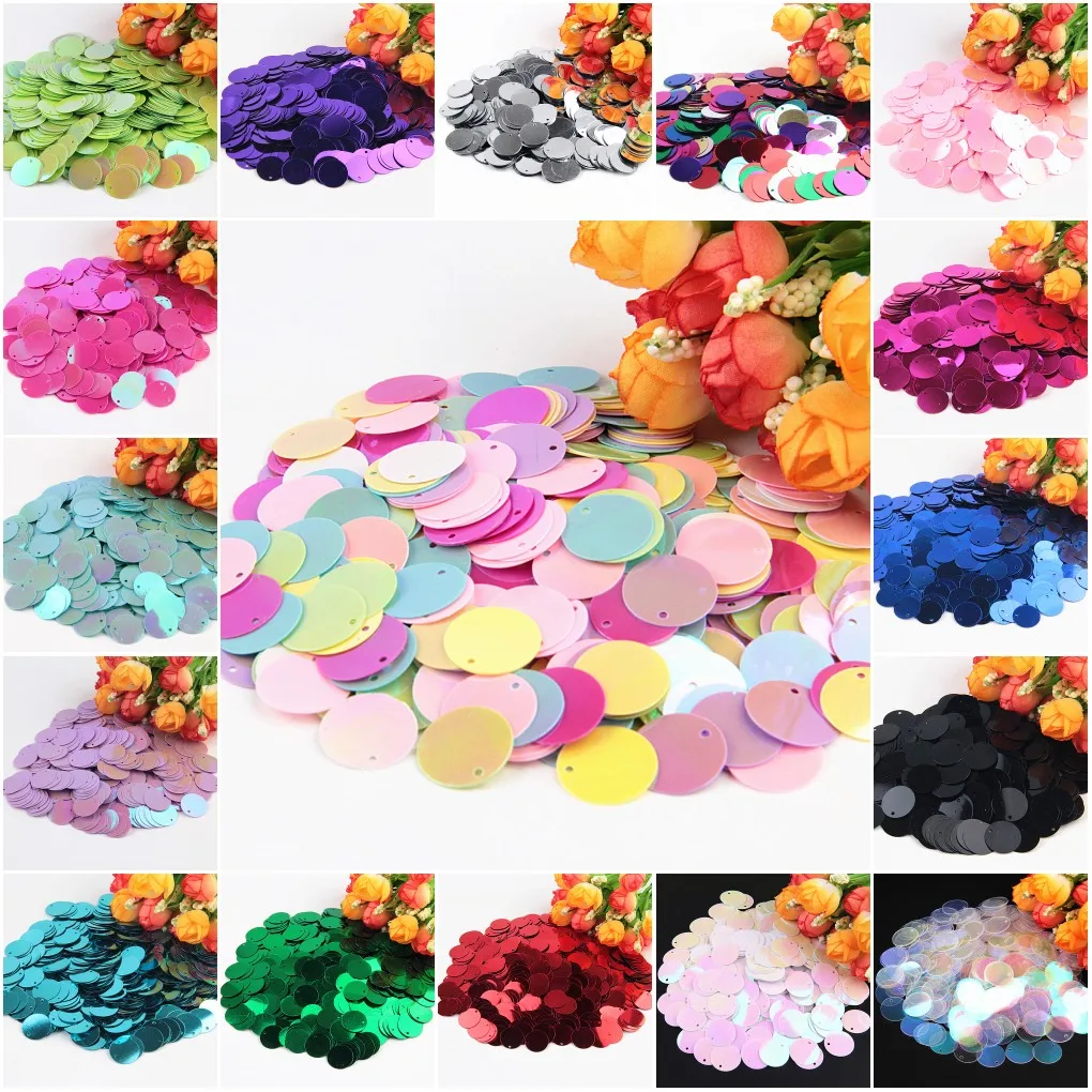 

Pailettes Sequin 15mm Flat Large Round Pvc Loose Sequins Artesanatos Women Garment Sewing Accessories with 1 Side Hole 20g