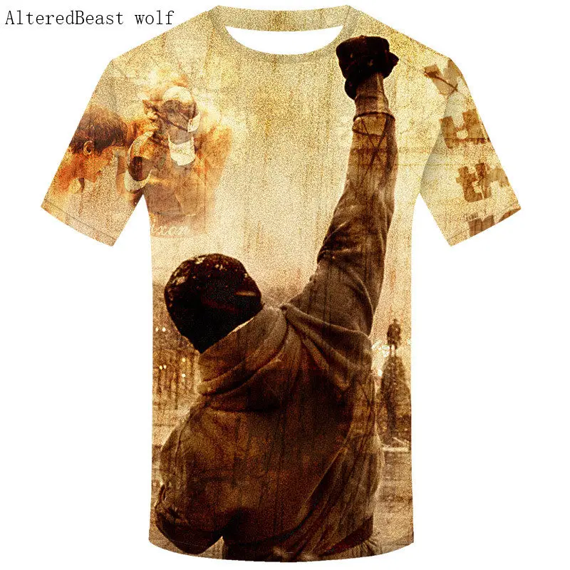 Новинка Harajuku Rocky Balboa крутая футболка с 3D принтом мужские летние топы коротким