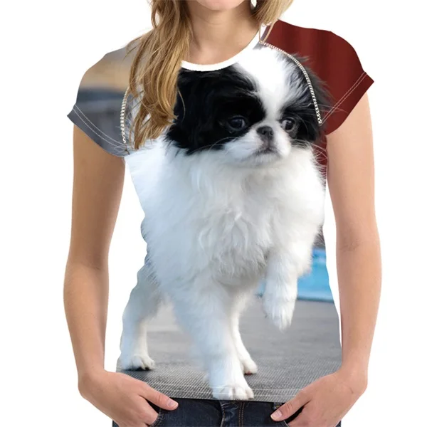 FORUDESIGNS/Летняя футболка Харадзюку, женские милые японские футболки с принтом щенка и щенка для девочек-подростков, дышащие футболки с короткими рукавами - Цвет: CJ0599BV