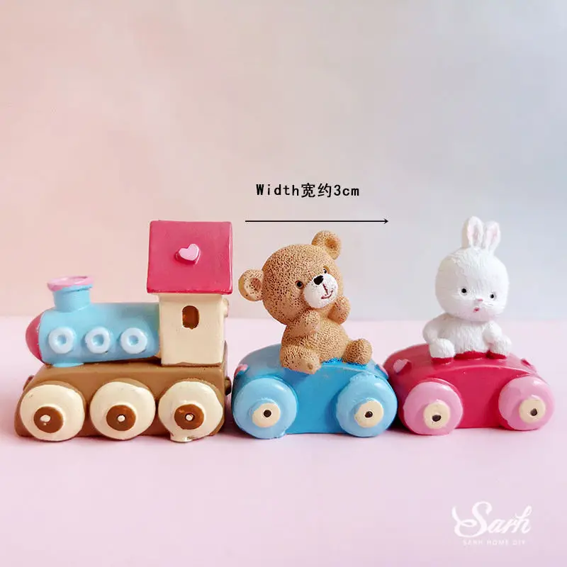 Bear rabbit train Bling Поезд Самолет знак торт Топпер С Днем Рождения кролик украшения в виде поезда для феи день детей вечерние принадлежности выпечки подарки - Цвет: Bear rabbit train