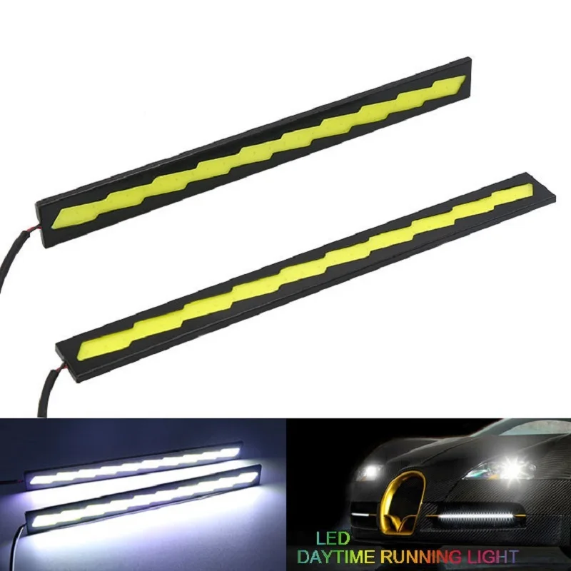 

2Pcs COB DRL LED 17cm Universal Daytime Running Lights Car External Lights Waterproof DV 12V Ultra Bright Driving Fog Light Bar