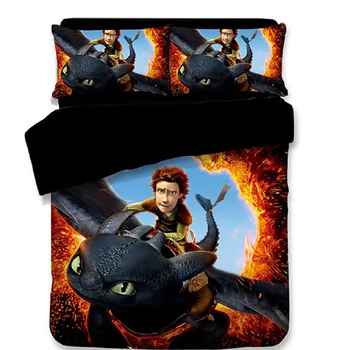 

How to Train Your Dragon Cartoon 3pcs Bedding Set Duvet Cover+Pillowcase Cover kids single queen king quilt cover 3d bedclothes