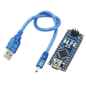 

YOC 5psc/lot Nano V3.0 AVR ATmega328 P-20AU Module Board Black Blue w USB Cable
