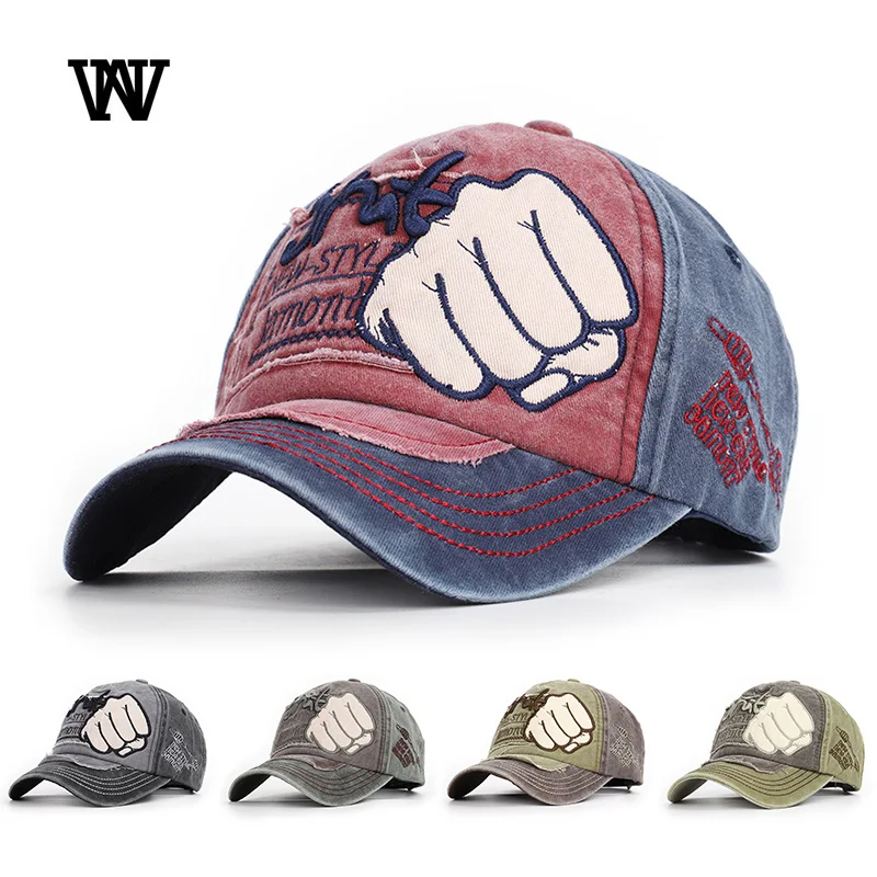 

Colorblock Fist Baseball Cap Men Vintage Cotton Snapback Hip Hop Dad Hat Women Trucker Cap Summer Sun Hats Streetwear BQM-CZX45