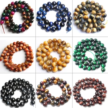 

Natural Stone Gem Tiger Eye Beads Smooth Round Loose Spacer Beads 15''Strand 6/8/10mm For Jewelry Making DIY Bracelet Necklace