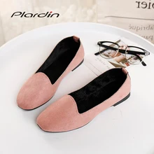 Plardin Fashion Flock Women's Flats For New Summer Slip-On Round Toe Casual Flat Shoes Basic ballet Shoes Woman Size Plus