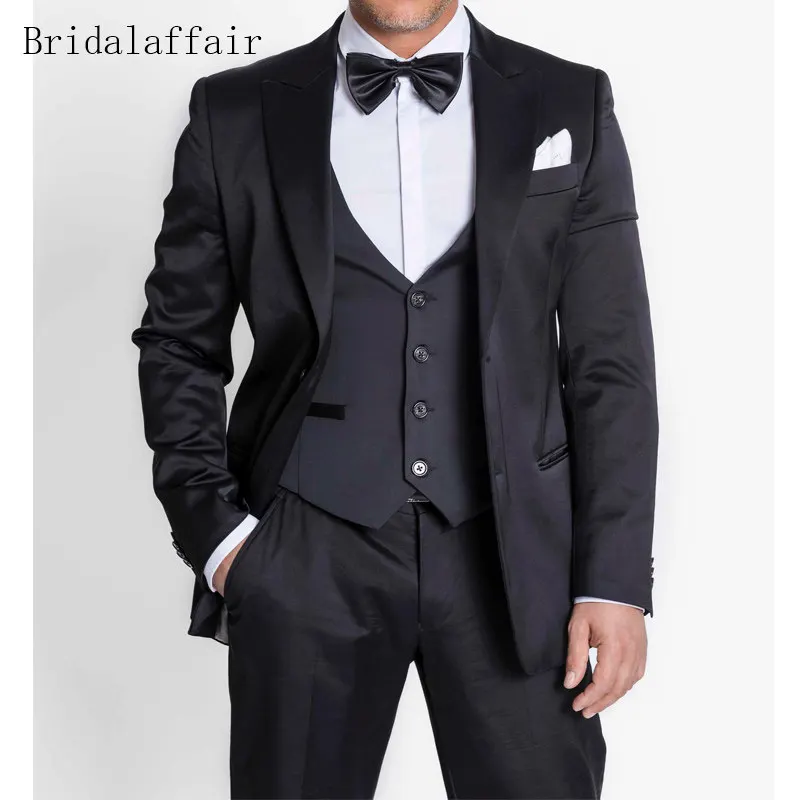 Black-Single-Breasted-Business-Men-Suits-Peaked-Lapel-Three-Piece-Custom-Made-Wedding-Tuxedos-New-Jacket