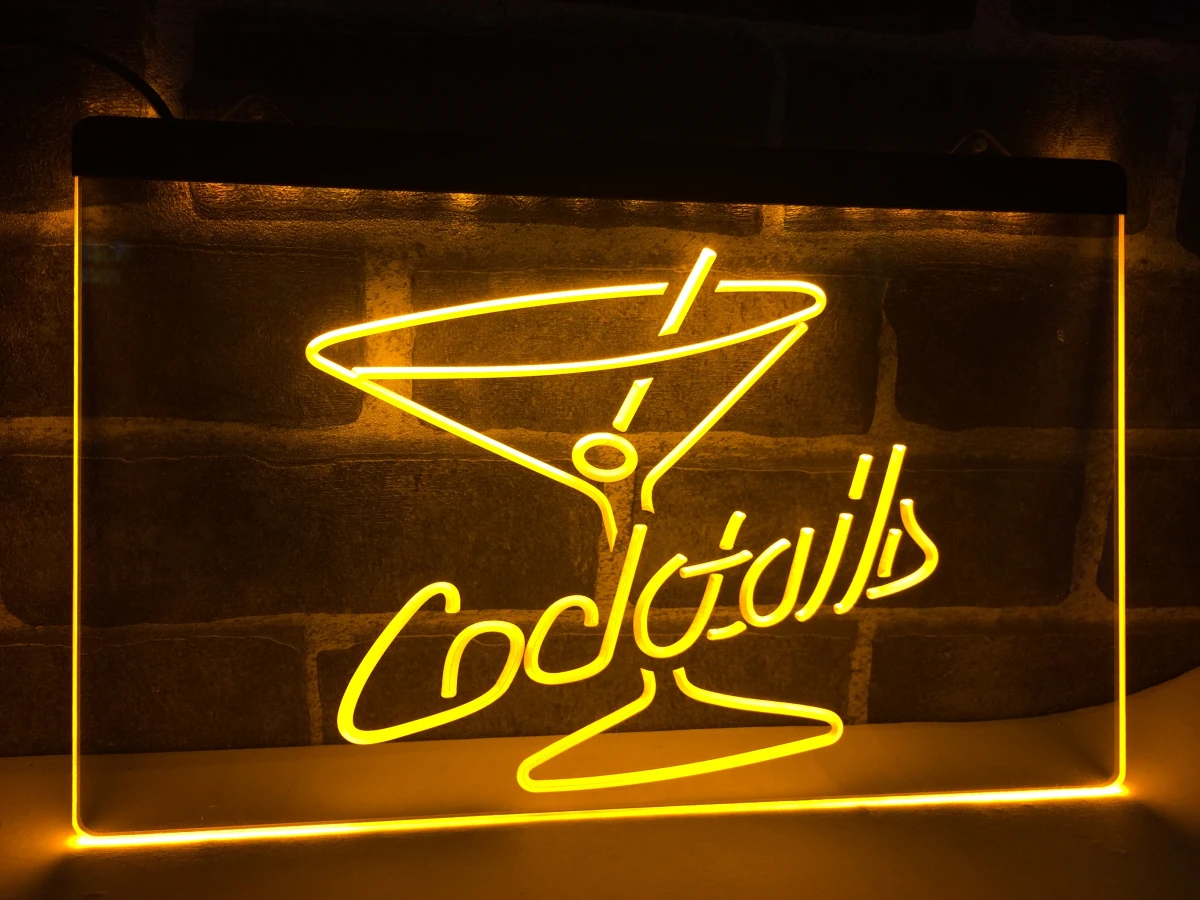 

LB522- Cocktails Rum Wine Lounge Bar Pub LED Neon Light Sign home decor crafts