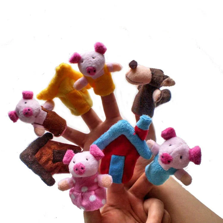 8 шт./лот Лидер продаж Три поросенка куклы для театра марионеток пальчиковые игрушки, детские куклы плюшевые щенки отхода ко сну елочных игрушек для детей