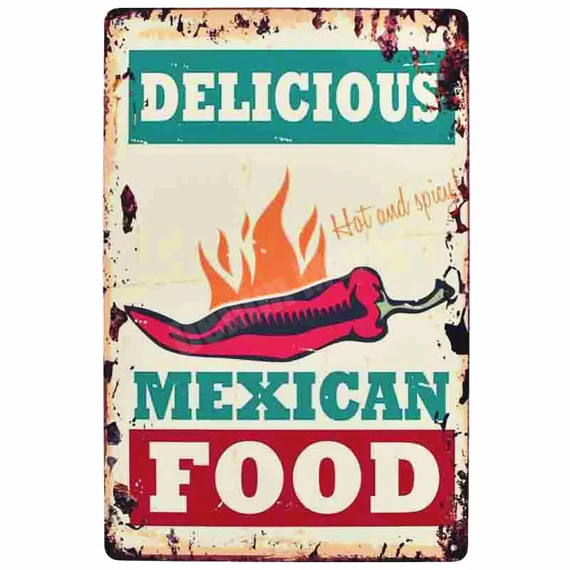 Итальянская Пицца Винтаж металлический знак кухня кафе декоративные тарелки мексиканская еда пирог наклейки кетчуп настенный металлический плакат Декор MN74