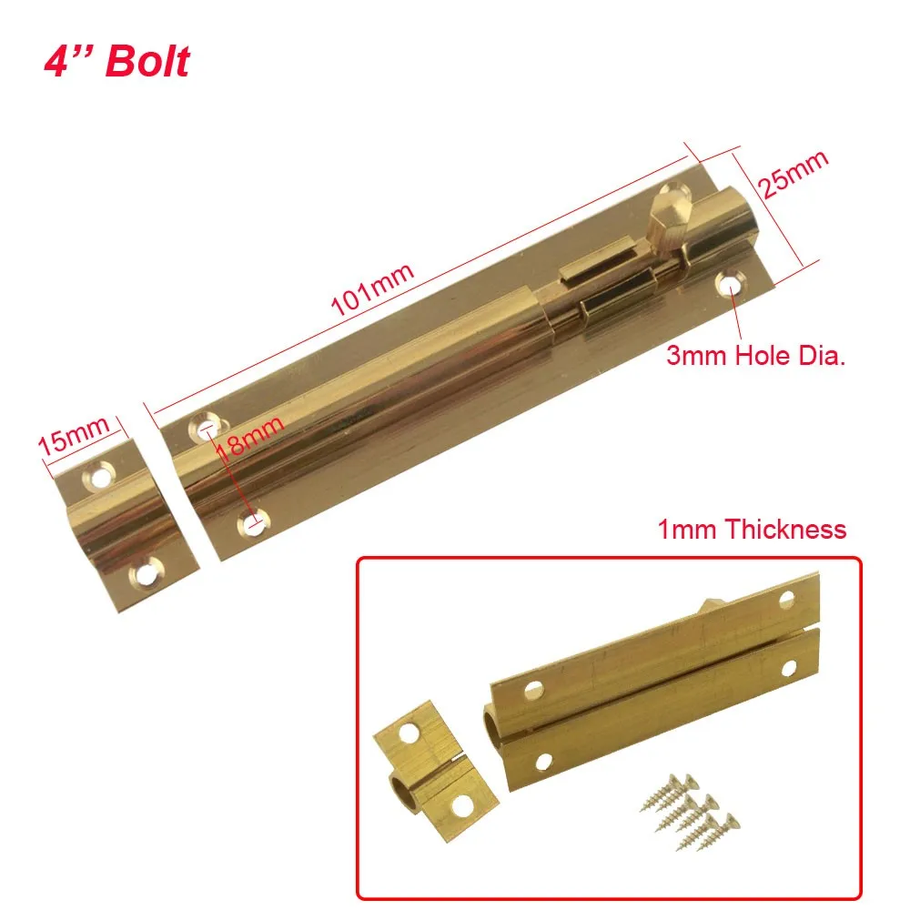 2шт 4 дюйма латунный бочонок Болт с винтами оптом 101 мм длина ванной шпингалет щеколда замок
