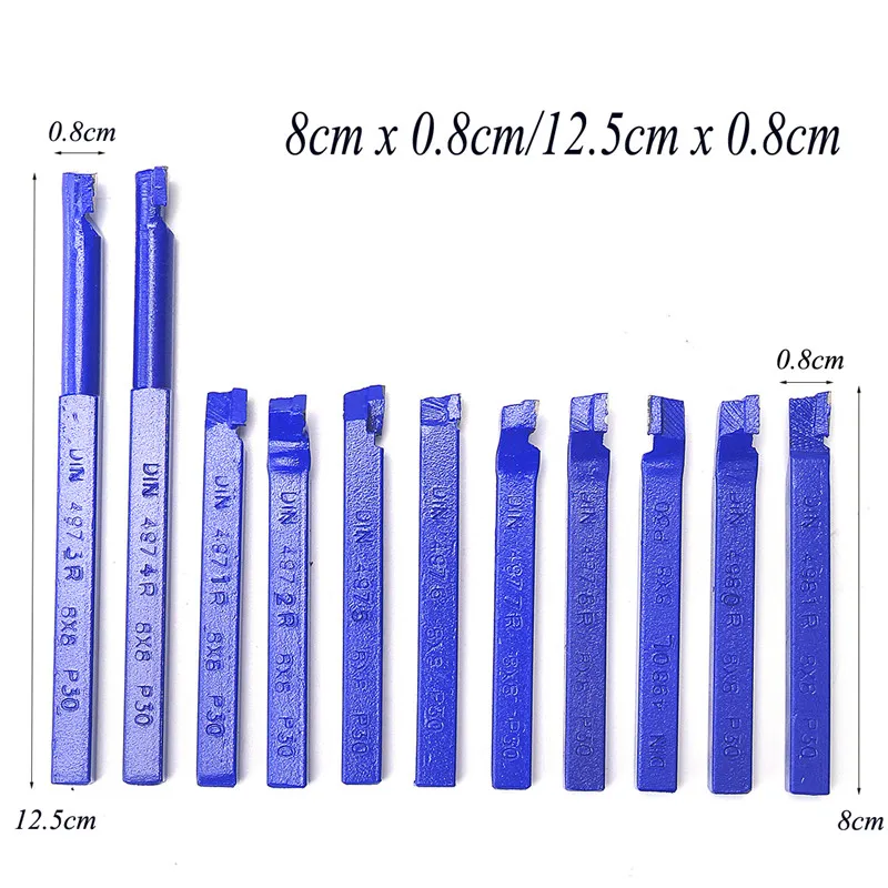 

11 PC Carbied Tip Tipped Cutter Tool Bit Cutting Set For Metal Lathe Tooling Durable Quality
