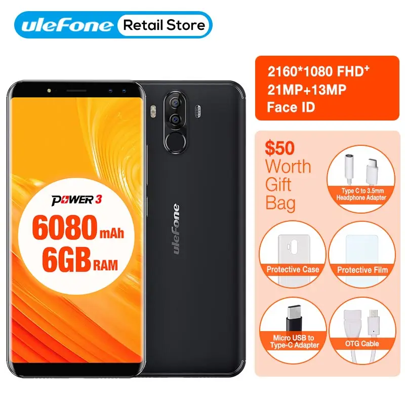 Ulefone Power 3 смартфон с 6 0 дюймовым дисплеем восьмиядерным процессором MT6763 ОЗУ ГБ ПЗУ