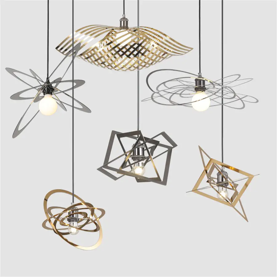 

postmodern design stainless steel diy pendant lights for living room dining room luster kitchen home deco hanging lamp fixtures