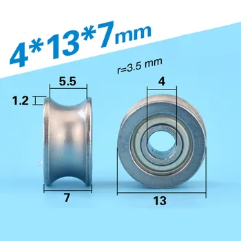 

[U0413-7]10PCS U groove type guide track roller wheel 624UU 4*13*7mm 0413U sliding roller wheel steel guide rail pulley