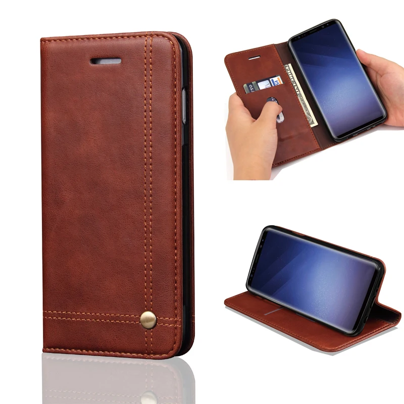 

New Design Flip Leather Phone Case Cover For Samsung Galaxy S9 S 9 Case Card Holder For Samsung S9 Plus S9+ Case Ultra Slim Men