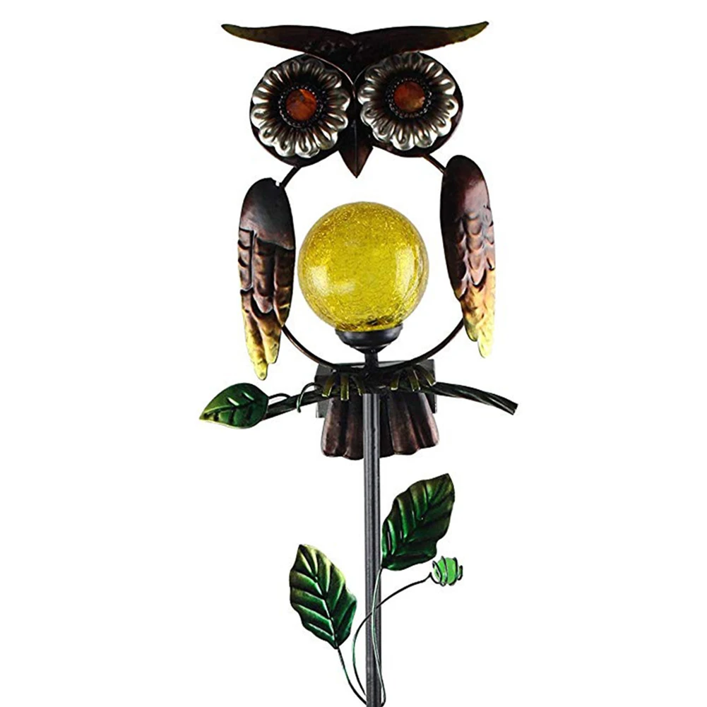 

Decoration Energy Saving Warm Light Solar Powered Lawn Lamp Owl Shape Waterproof Garden Outdoor Easy Install In Ground Iron Led