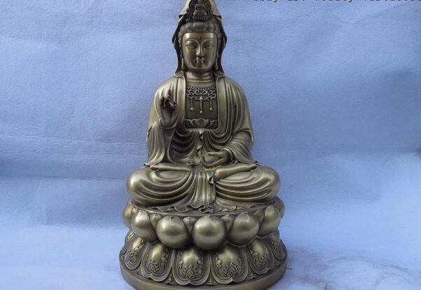 

USPS to USA S1099 16 Chinese Buddhsim Copper Brass Guan Yin Kwan-yin Boddhisattva Goddess Statue B0401