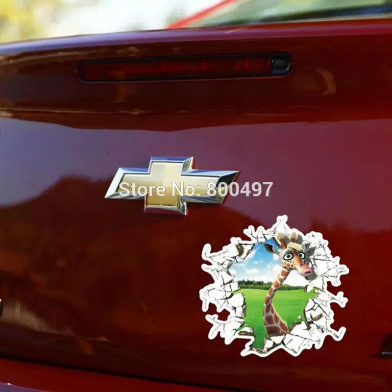 Забавный автомобиль Стайлинг животные жираф выходит из шарика наклейки для