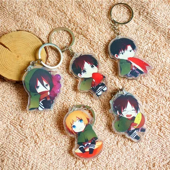 

5pcs/set Anime Cute Fruit Eater Attack on Titan Ackerman Armin Eren Jaeger Mikasa Doubleside Keychain Keyring Pendant llavero