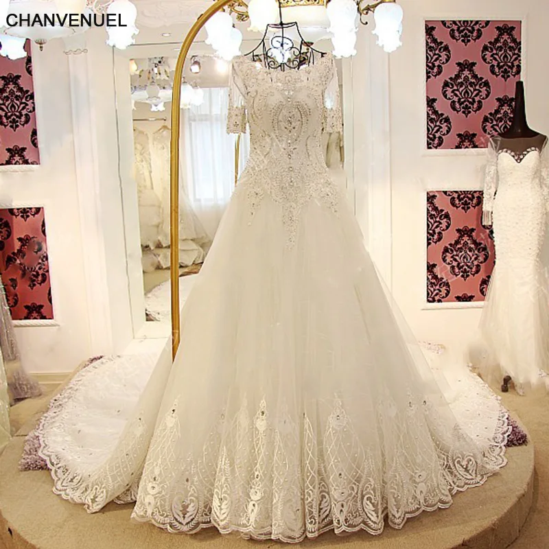 Buy LS17701 elegant half sleeve lace wedding dresses A