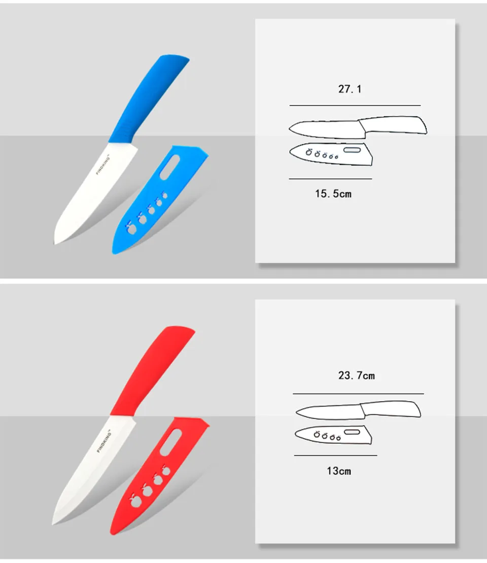 FINDKING качественные Подарки, набор кухонных ножей с цирконием, набор керамических ножей " 4" " 6" дюймов+ Овощечистка+ Чехлы, керамические ножи