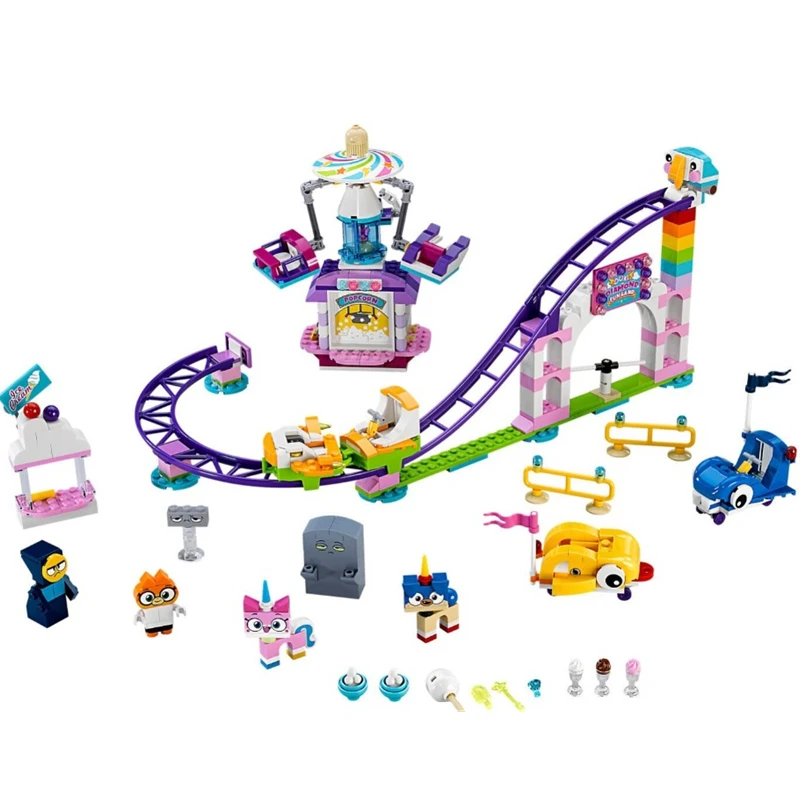 

HOT Cartoon Movie Unikitty Cat Unikingdom Fairground Fun Box Building Block Bricks Toys Compatible Legoings Friends Creator