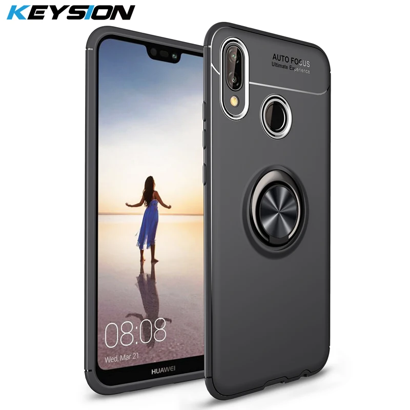 Роскошный чехол KEYSION с кольцом держателем для телефона Huawei P20 Lite магнитная