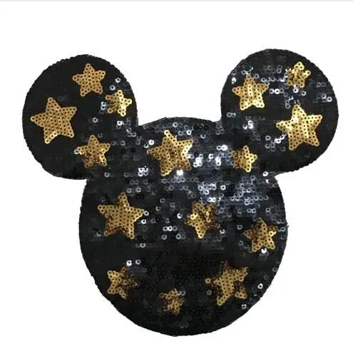

DZ 2Pieces/LOT Star Mickey Sequined Sew on Patches for Clothes Cartoon Mouse Sequins Applique Patch DIY Sewing Repair