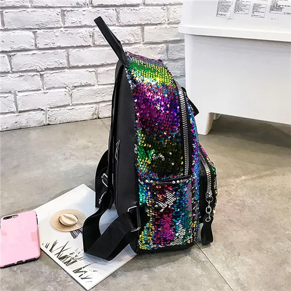 Maison Fabre Backpack Women Sequin Hit Color School Bag Backpack Student Satchel Travel Bag Backpack Mochila de dama