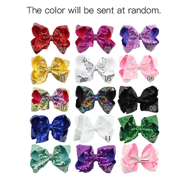 Kawaii/Детские аксессуары для волос с милым бантом для девочек, блестящие повязки для волос с блестками, Прямая - Цвет: color random