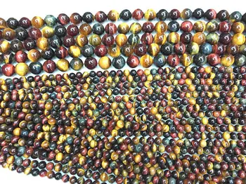 

Wholesale 5strands 16" Yellow blue Tiger Eye Gemstone Hawk Eye Loose Beads Blue golden green Tiger eyes loose beads 6\8\10\12mm