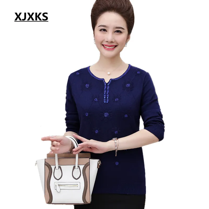 

XJXKS Women Sweaters And Pullovers Fall 2017 Fashion Feminina Oversized Mother Clothing Casual Soft Woman Sweater 17807