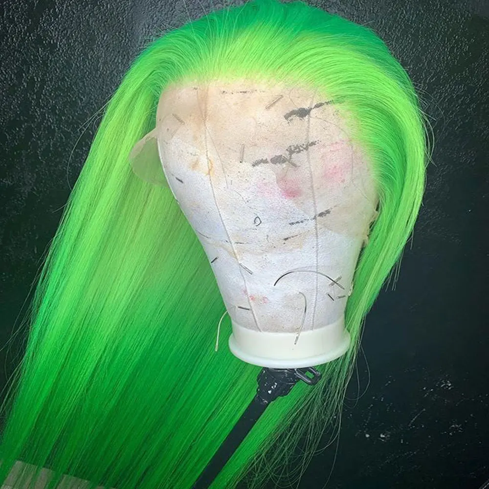 Парик Зеленого Цвета 360 синтетический фронтальный парик человеческих волос предварительно сорвал бразильский Remy Невидимый парик с волосами младенца для черных женщин