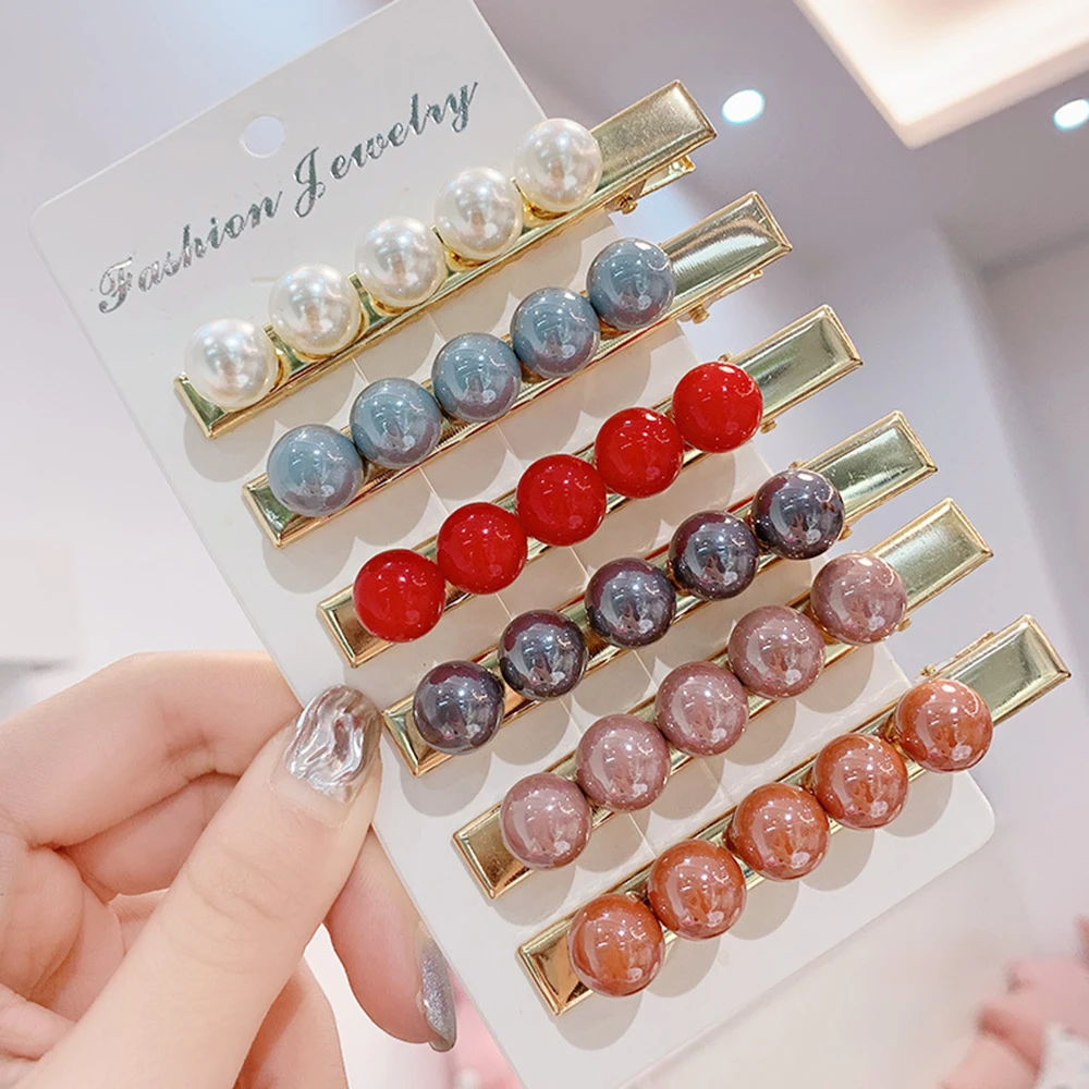 

1PC Ins New Women Girls Cute Colorful Acrylic Balls Gold Hair Clip Headwear Barrettes Hairpins Headband Fashion Hair Accessories