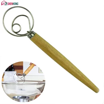 

SHENHONG 13 Inch Original Danish Dough Stainless Steel Dutch Style Bread Dough Whisk for Pastry Pizza Blenders Kitchen Tools