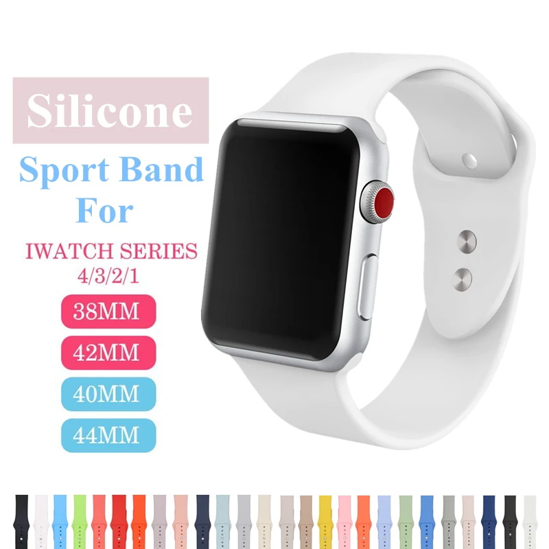 

Fashion Silicone Sport Band for 38mm Apple Watch Bands 42mm Wrist Bracelet Strap for IWatch 40mm 44mm Apple Watch Accessories
