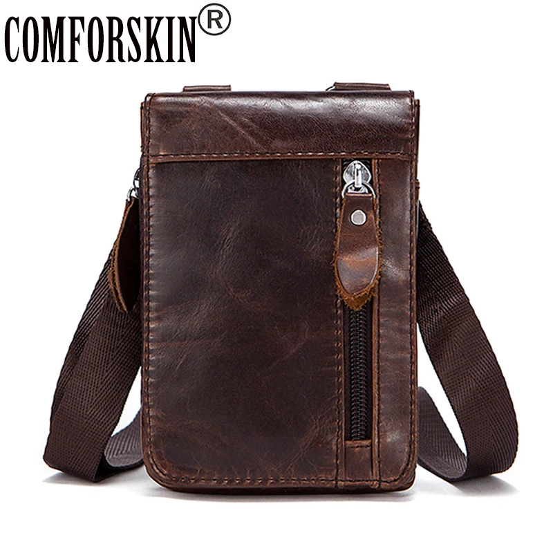 COMFORSKIN Brand Genuine Leather Fashion Men Waist Packs Fanny Pack Belt Bag Multi function Men ...