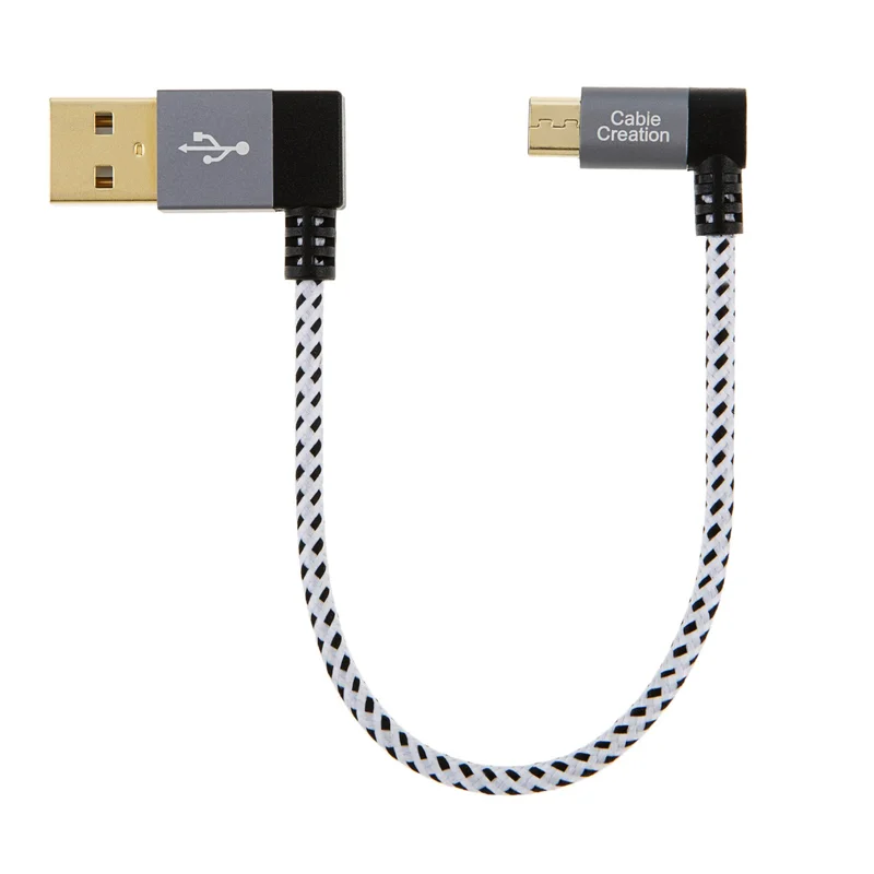 90 градусов USB 2,0 A к Micro USB B кабель, двойной угол-двойной Угловой короткий Micro USB кабель с Алюминиевый Чехол Серый космос