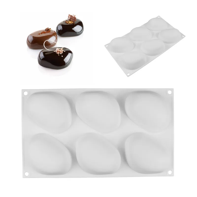 

1 Pcs Silicone Super Vivid Elliptical Pebble Stone Baking Pan For Cakes Mousse Dessert Non-Stick Mold Tools Bakeware Cake Pans