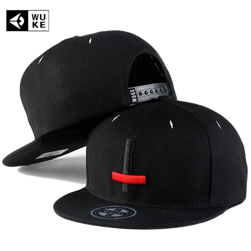 

[WUKE] Fashion Embroidery Cross Hip Hop Snapback Hats For Man Woman Flat Brim Cotton Canvas Baseball Caps Black Adjustable